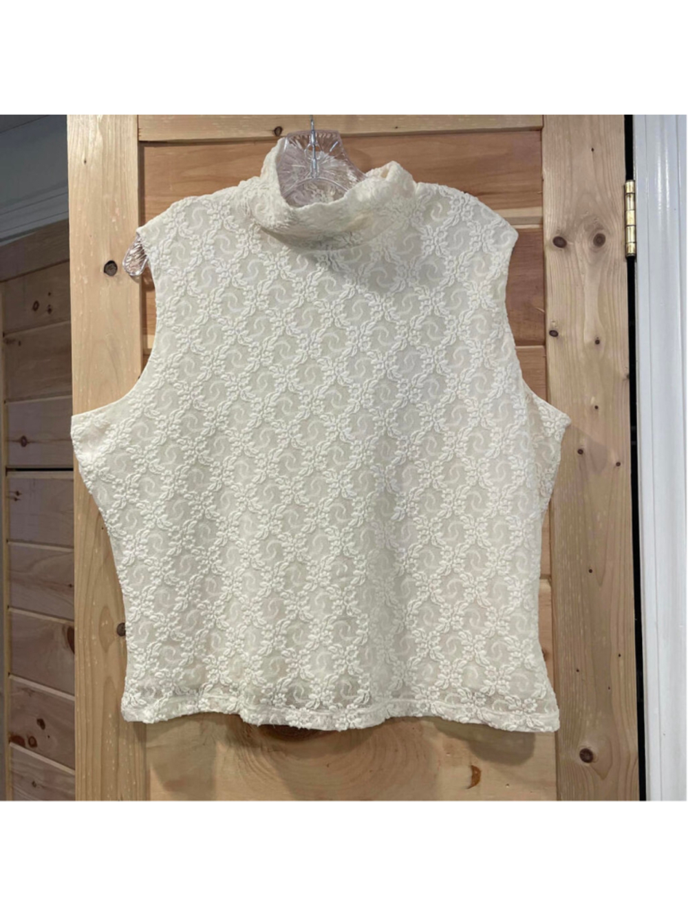 Kate Hill Women's Sleeveless Lace Romantic Turtleneck Top XL
